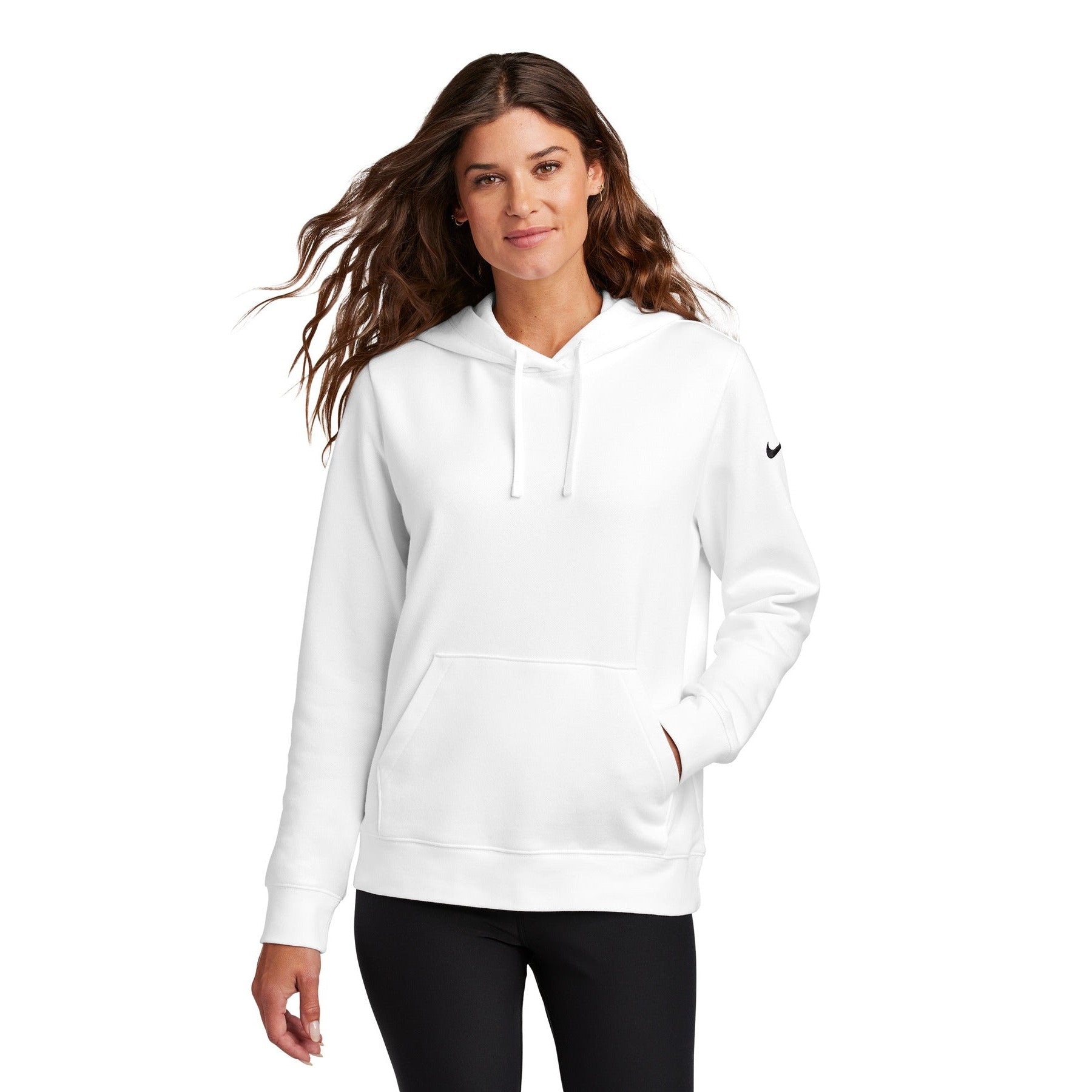 Nike-Nike Women's Club Fleece Sleeve Swoosh Pullover Hoodie NKFD9889-MedTech-8
